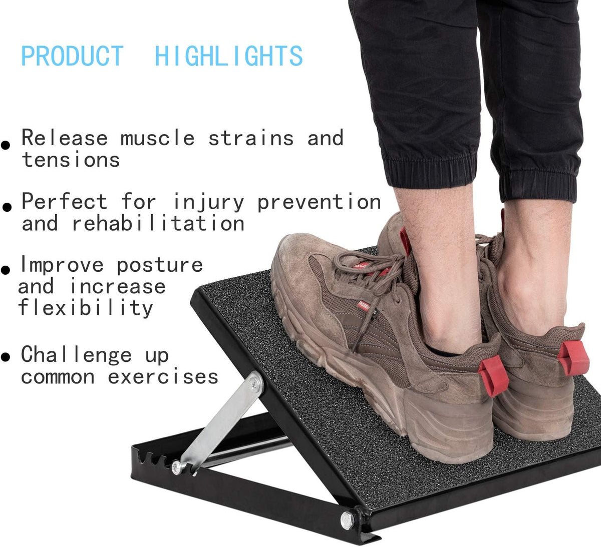 Professional Steel Calf Stretcher - Adjustable Ankle Incline Board with Non-Slip Surface | 16" x 14", 500 LB Capacity
