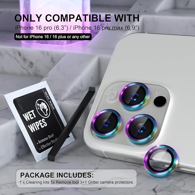 Choiche Compatible for iPhone 16 Pro/iPhone 16 Pro Max Camera Lens Protector