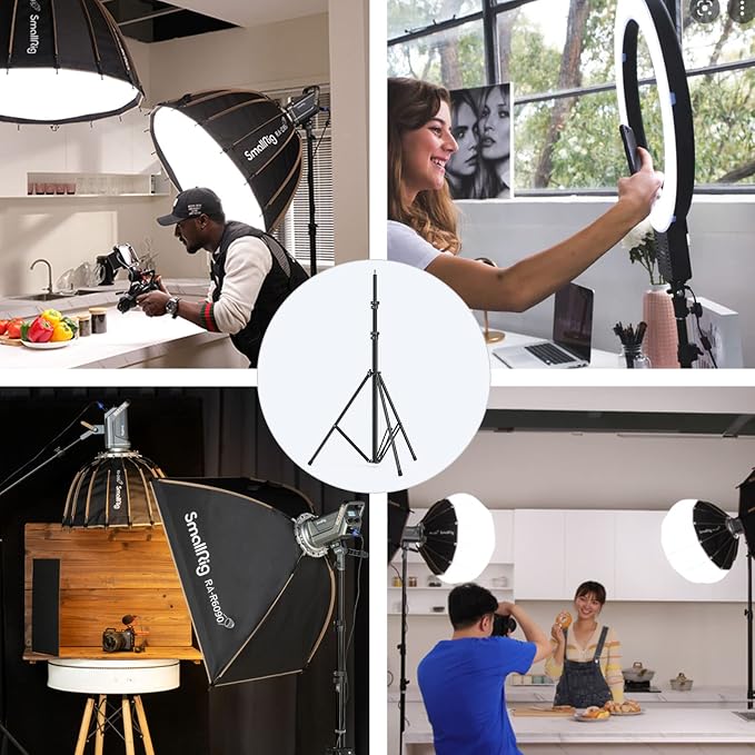 SMALLRIG Photography Light Stand 110"/9.2ft/280cm, Air-Cushioned Aluminum Photo