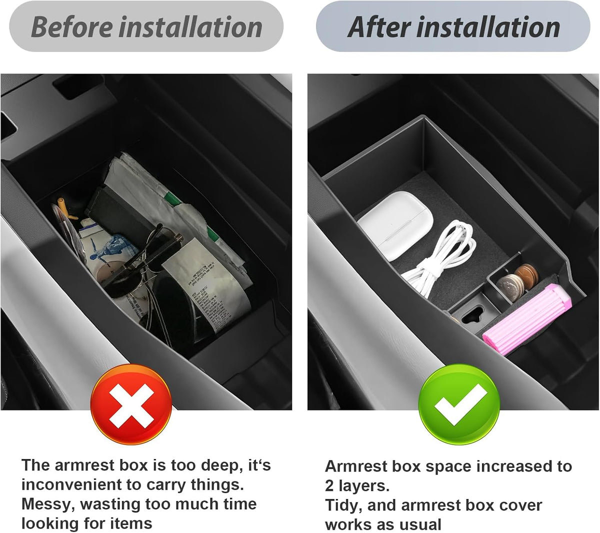 SKTU for 2026 Mazda CX-5 Center Console Organizer for 2026+ Mazda CX-5 Console Tray Mazda CX5 2026 Accessories ABS Insert Armrest Storage Box with Coin Holder