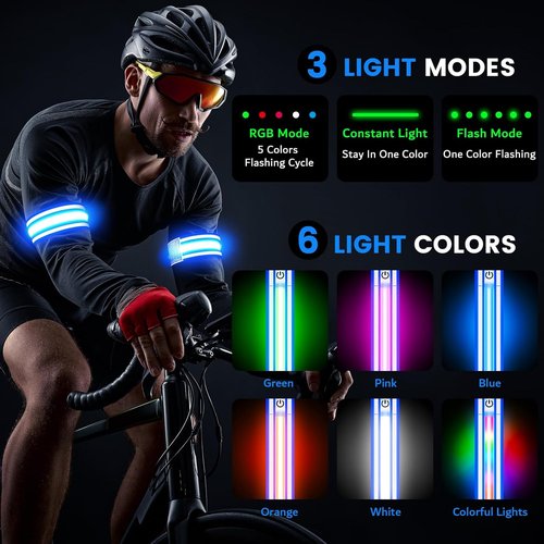 Fokia Kunbio LED Armband - Light Up Safety Gear for Night Running | Rechargeable & Adjustable for All Ages