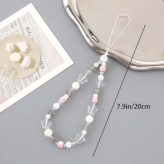 Beaded Phone Charm Lanyard Strap Girly Style Fixed Beads Pearl Lanyards