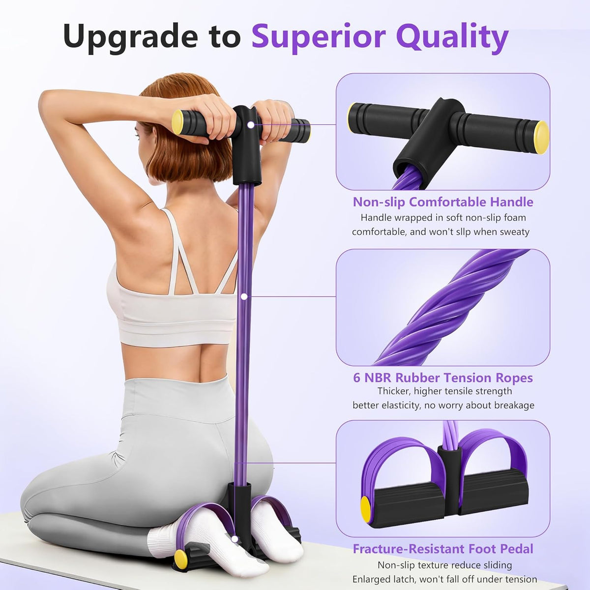 Skiennix Upgraded Pedal Resistance Band - Durable Exercise Tool with 6 Tension Ropes for Core & Arms