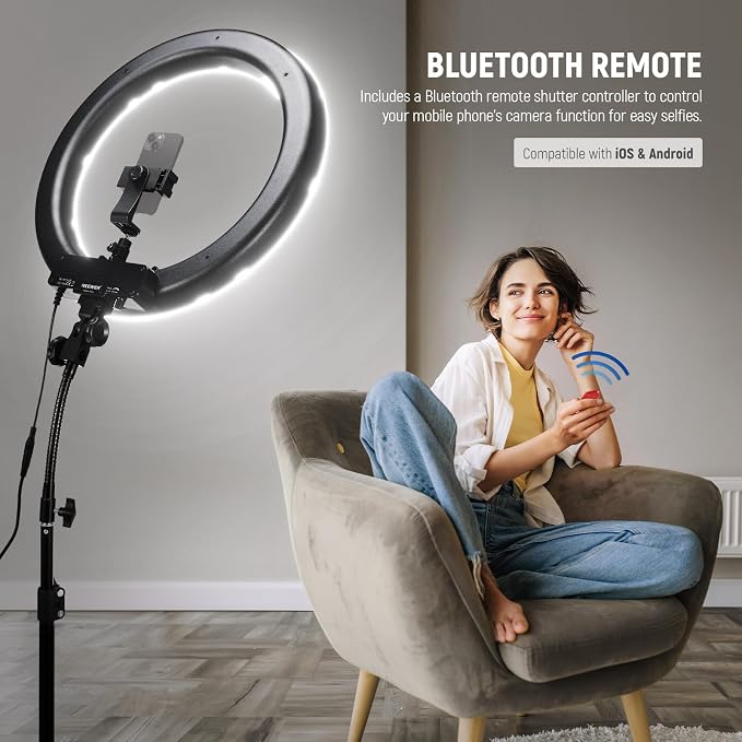 NEEWER Ring Light 18inch Kit: 55W 5600K Professional LED