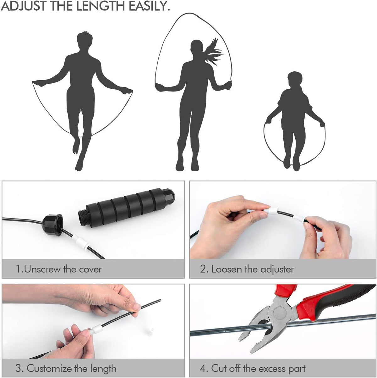 Skiennix Tangle-Free Jump Rope - Adjustable Steel Cable with Foam Handles for Home Gym Fitness