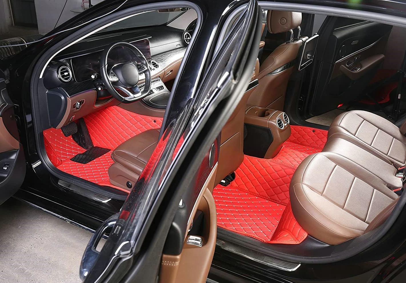Custom Artificial Leather Waterproof All-Weather Car Floor Mats Fit for 99% Sedan SUV Sports Car Vehicle Car Mat (Brown)