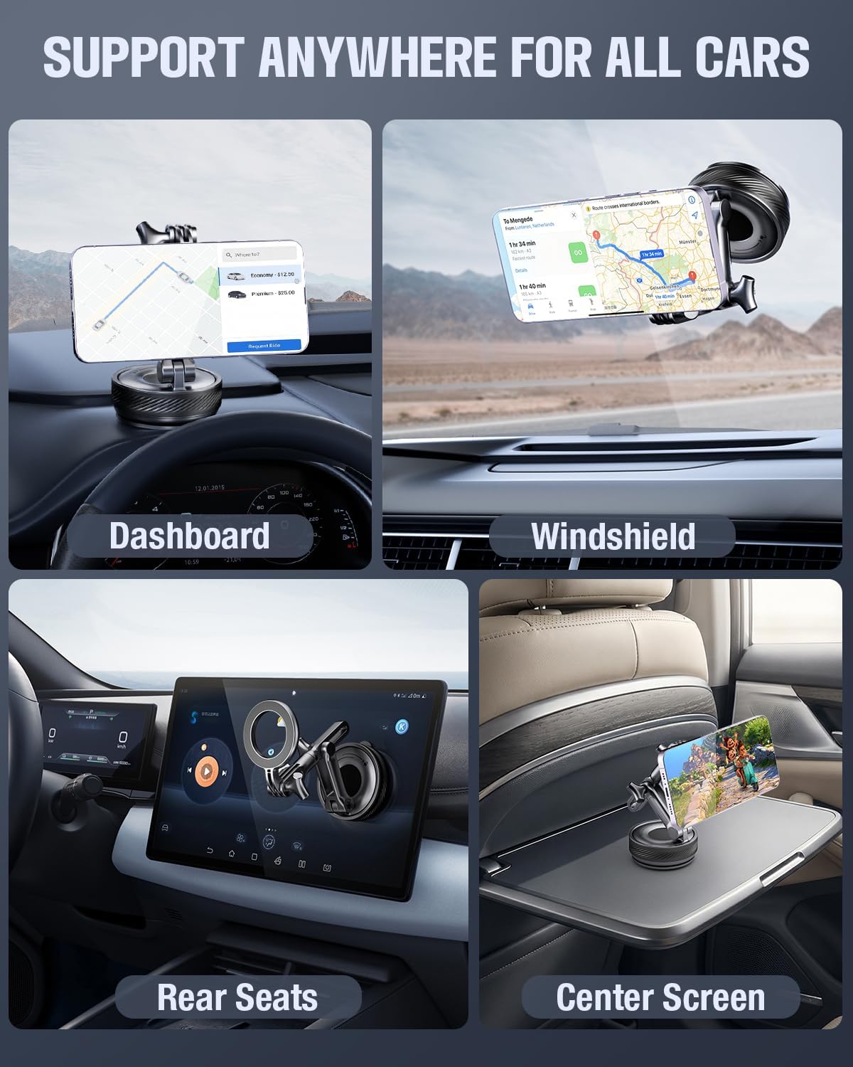 Upgraded Vacuum Magnetic Car Phone Holder Mount, Black