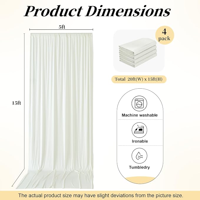 20ft x 15ft Ivory Backdrop Curtains