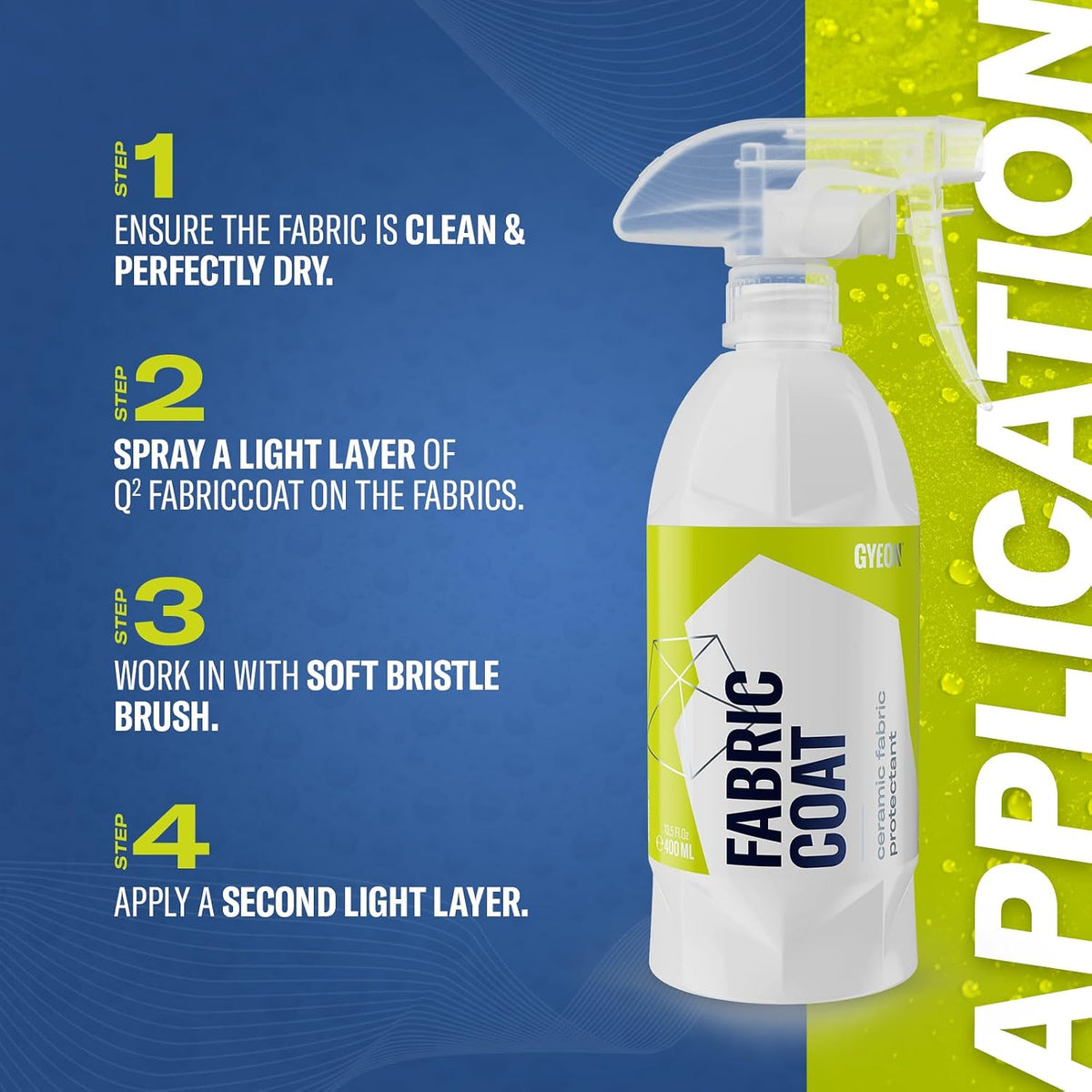 Gyeon Quartz Fabric Coat Super‑Hydrophobic UV‑Resistant Ceramic Textile Protectant for Upholstery Carpet Convertible Tops Stain Repellent Self‑Cleaning Liquid, Long‑Lasting Protection, Interior Use