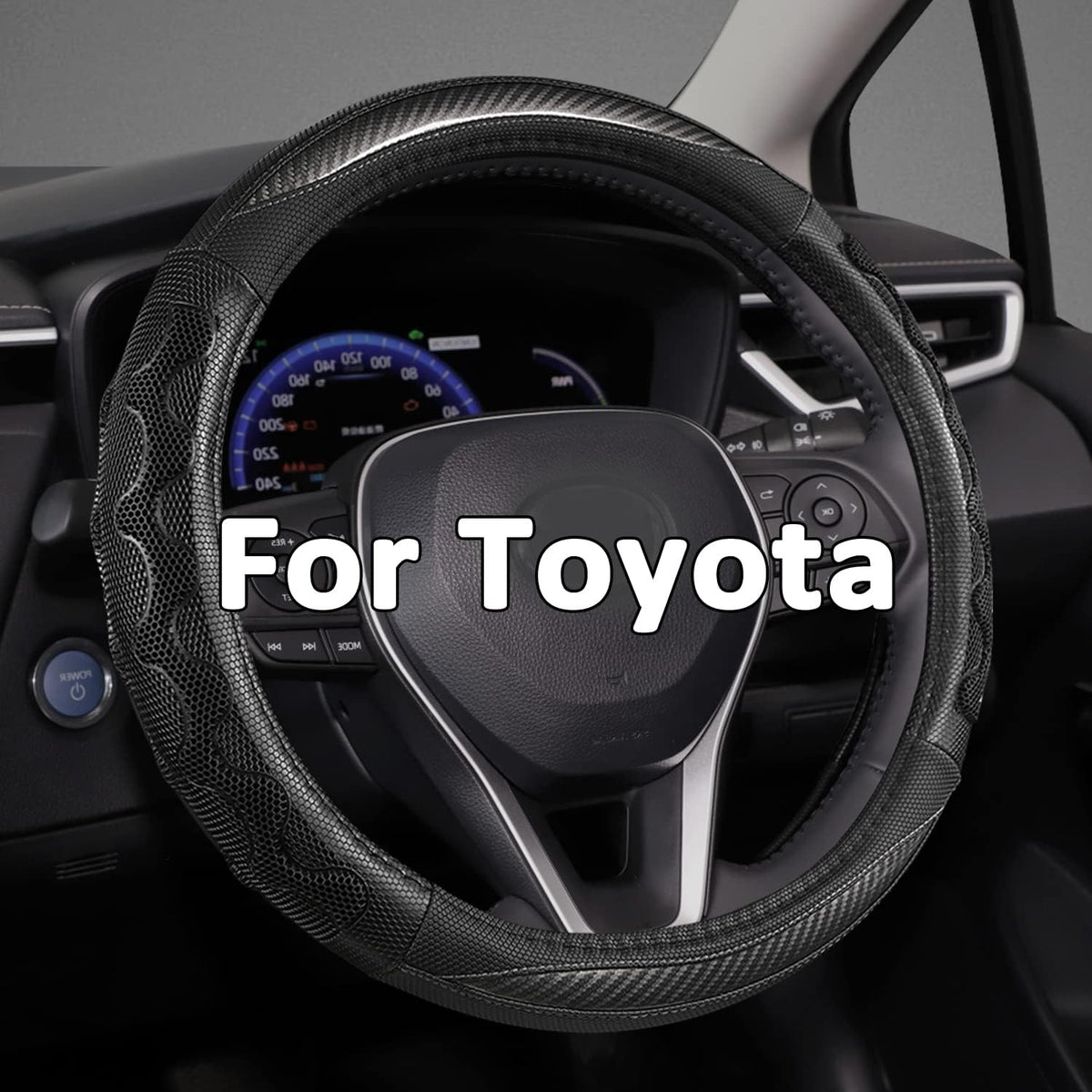 GIANT PANDA Steering Wheel Cover for Toyota, Auto Car Steering Wheel Cover for Toyota Highlander 4Runner Tacoma Corolla Camry - Black+Red Trim