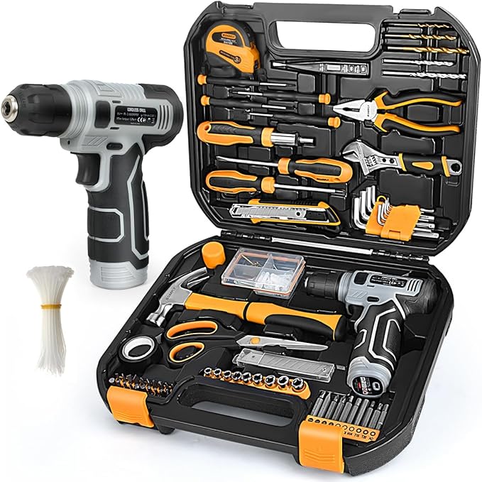 SOARFLY Upgradd 180 Piece Tool Set - Tool Box with 8V Cordless Drill, Hand Drill Set for Men & Women, Home Tool Kit with Hand Tools for House Repair, DIYers, Homeowners & Handymen