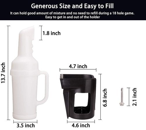 10L0L Universal Golf Cart Sand Bottle with Holder for Yamaha, EZGO, Club Car, Divot Filler Sand Seed Container Dispenser - 1 Pack
