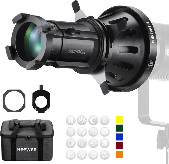 NEEWER Spotlight Snoot with 20° Projection Lens, Adjustable Focus, 16 Metal
