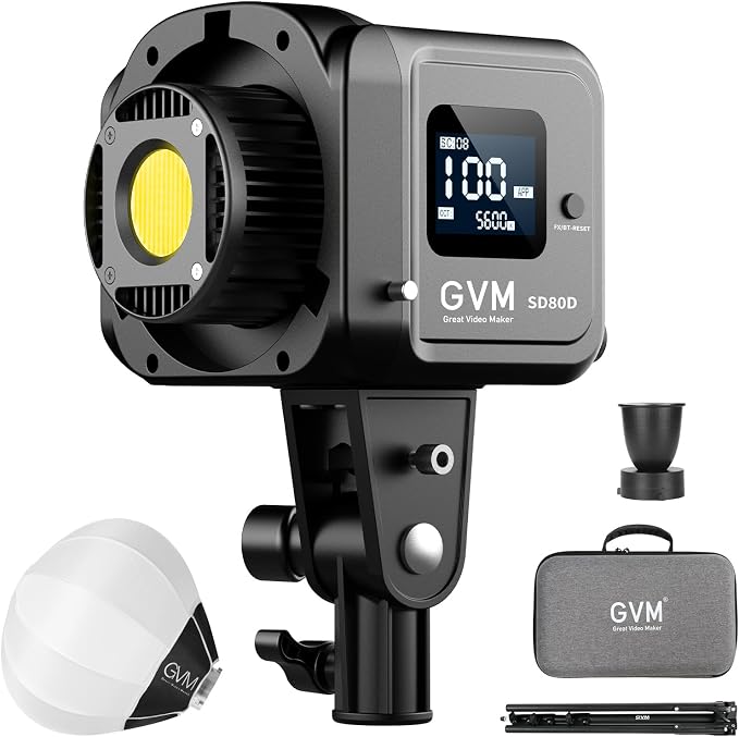 GVM 80W LED Video Light with Lantern Softbox and Tripod Stand Kit, Bi-Color