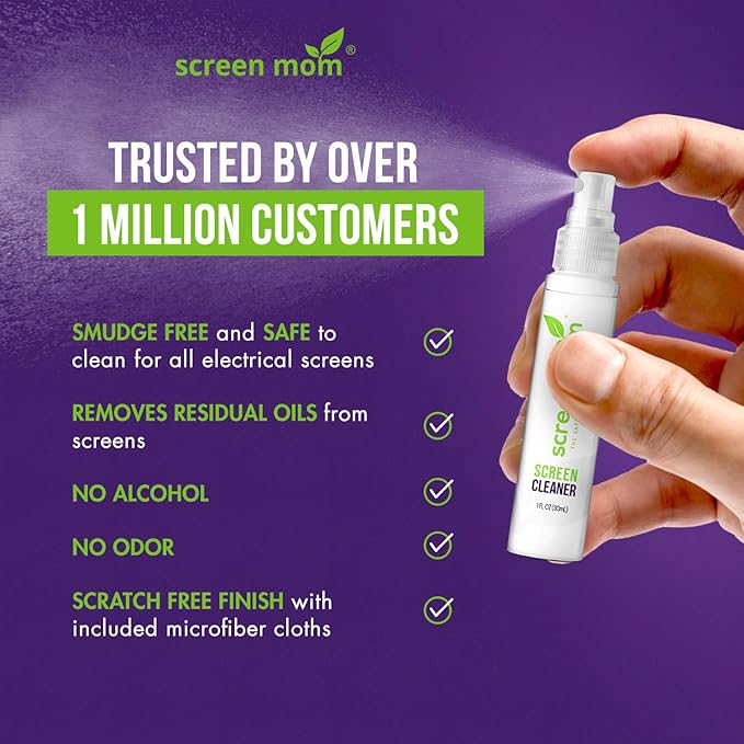 Screen Cleaner Spray and Microfiber Cloths 3-Pack by Screen Mom-Screen Cleaner