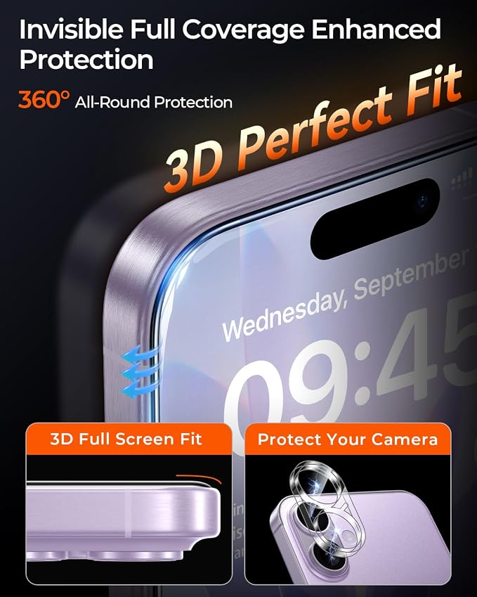 MRGLAS TOP 9H+ Glass 2+2 Packs for iPhone 17 Privacy Screen Protector