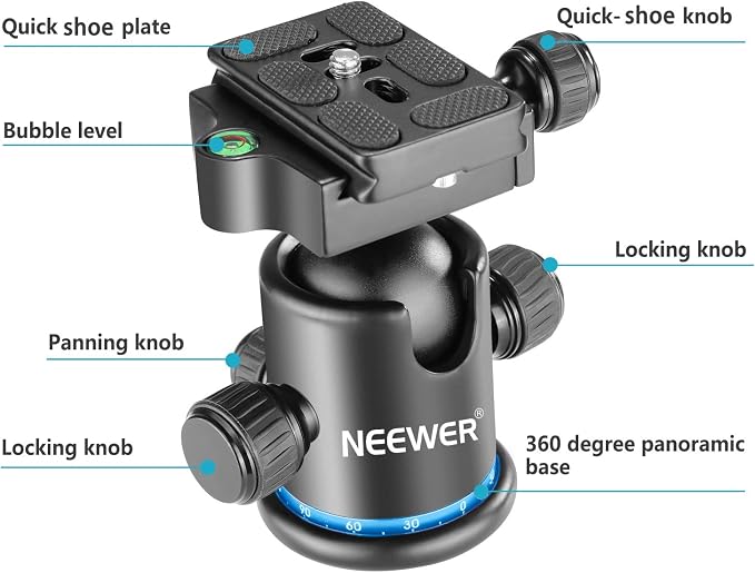 NEEWER 36MM Tripod Ball Head 360° Panoramic Metal