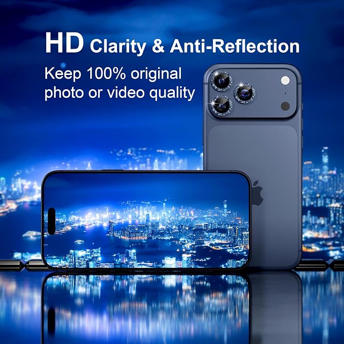 Misea Compatible for iPhone 17 Pro/iPhone 17 Pro Max Camera Lens Protector Bling
