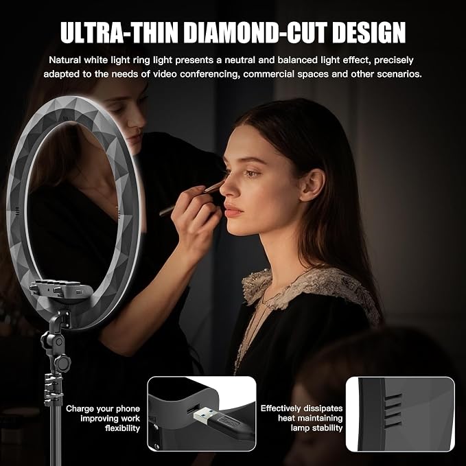 Ring Light with Stand and Phone Holder, Professional LED Circle Light with 78"