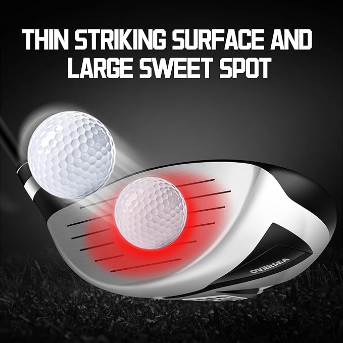 PGM Men's Oversea 9/12 Pieces Complete Golf Club Set with High-Strength Thin Face Design 460cc Driver High Forgiveness Ideal for Beginners