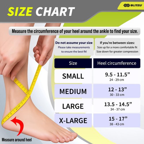 BLITZU Ankle Brace - Plantar Fasciitis & Achilles Tendonitis Relief | Compression Sleeve, Black M