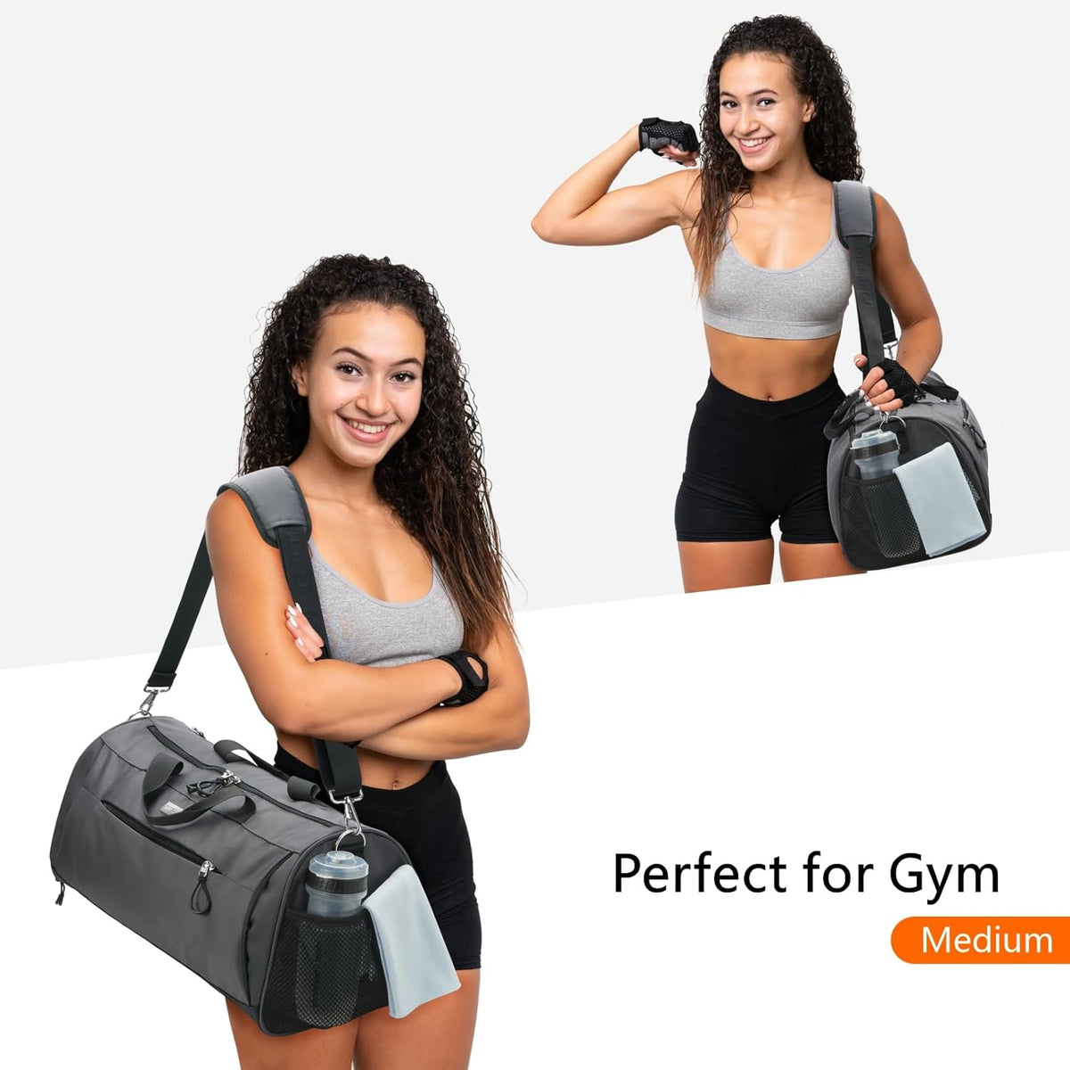 TOPDesign Gym Bag - Unisex Duffel with Shoe Compartment & Wet Pocket for Travel | Large Grey