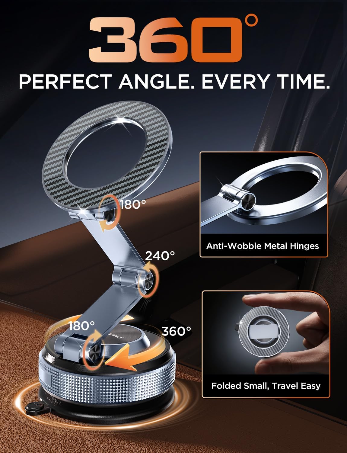 MSXTTLY Magnetic Car Phone Holder Tesla Phone Mount for Magsafe,Long Arm
