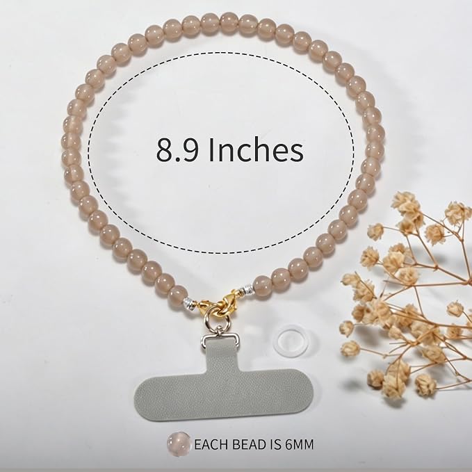 Agate Beaded Phone Wrist Strap for Women Men Stone Beads Charm Handmade