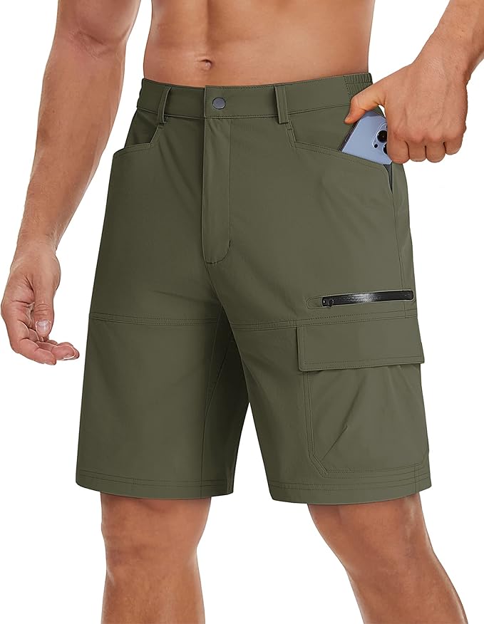 TACVASEN Men's Summer Outdoor Shorts Quick Dry Cargo Casual Work Hiking Shorts (NO Belt)