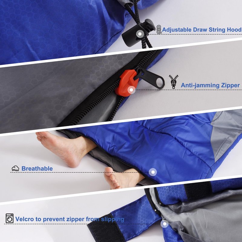 tuphen Cold Weather Sleeping Bag for Adults - 4.9 lbs 10/35°F Hooded Sleeping Bag with a Compression Sack, Warm Portable Windproof Waterproof 4 Seasons Camping Bag for Camping, Backpacking & Hiking