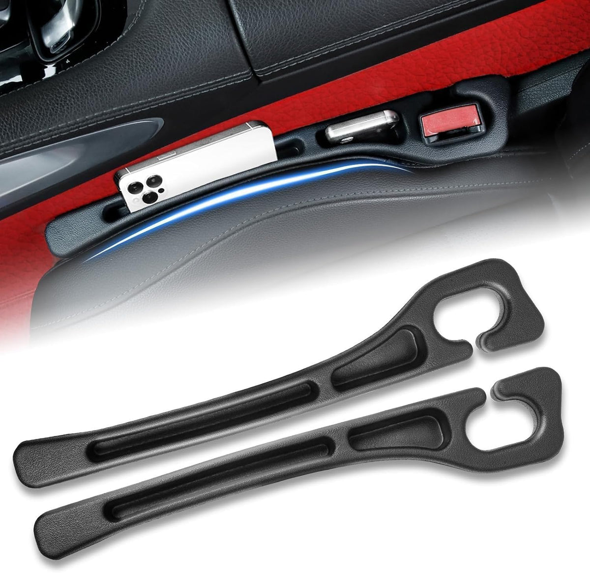 Car Seat Gap Filler 2 Pack, Block Phones, Keys, Coins & Cards