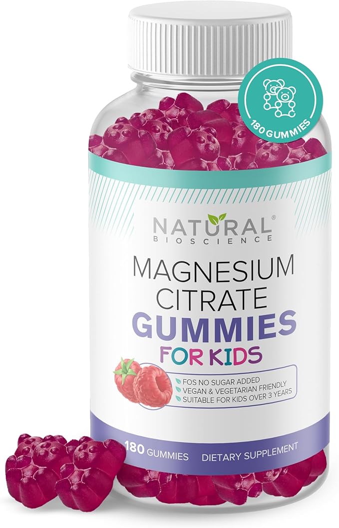 Calm Magnesium Citrate Gummies for Kids – Sugar Free, Sleep Aid, Calming, Stress Relief, Bone Health, Muscle Relaxation, Chewable Magnesium Supplement for Kids, 180 Vegan Gluten-Free Gummies