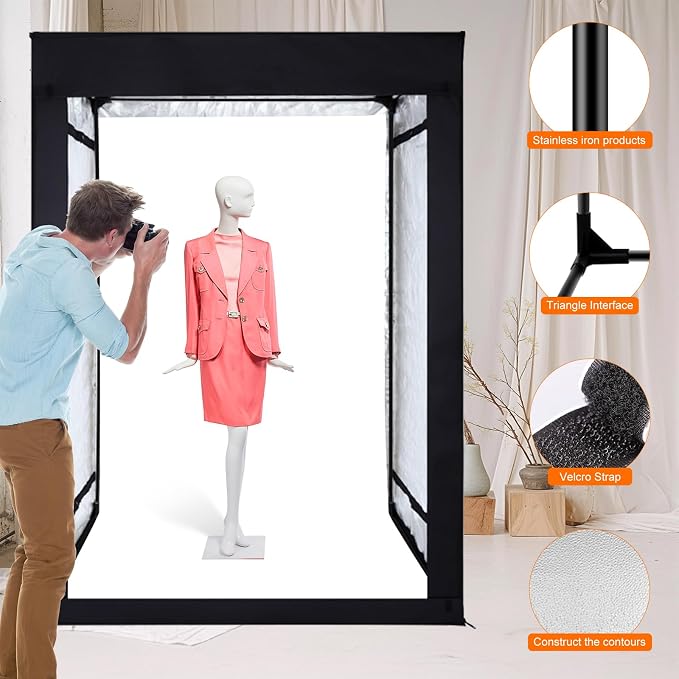 48"x64"x40" Large Photo Studio Light Box Photography, 8 Light LED Panels
