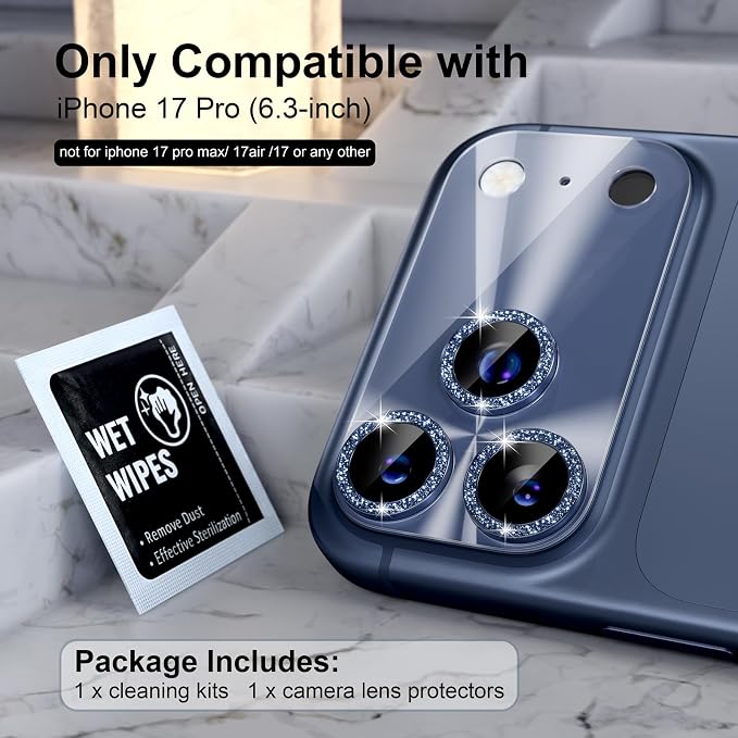 Choiche Compatible for iPhone 17 Pro Camera Lens Protector, Bling Camera Cover