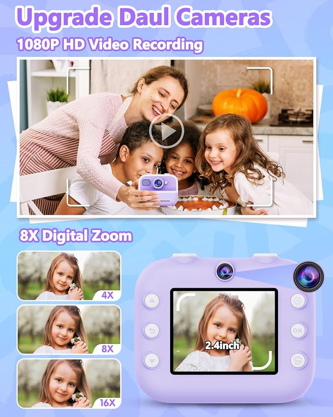 Instant Print Camera for Kids, Christmas Birthday Gifts for Girls Boys