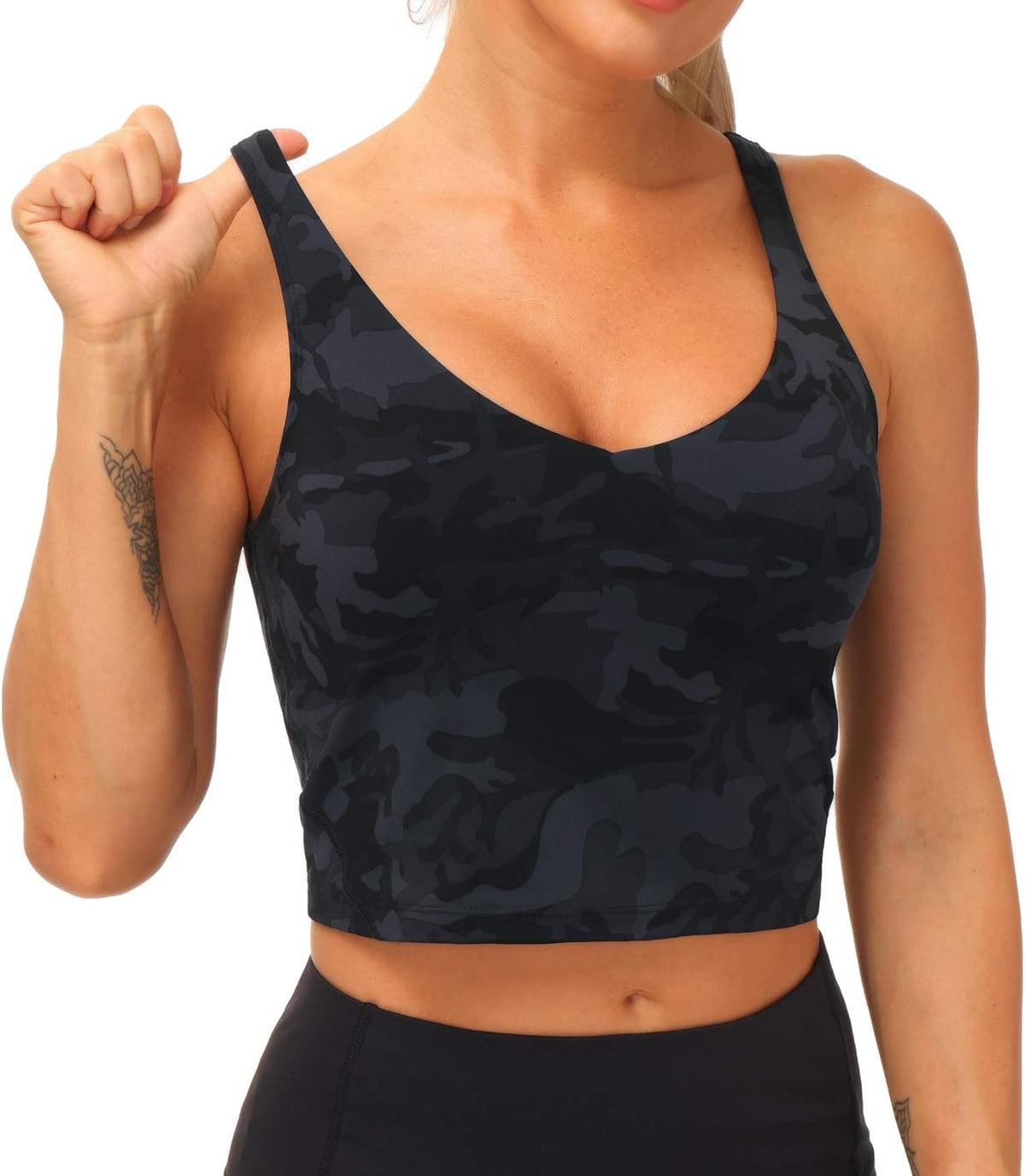 The Gym People Women's Longline Sports Bra - Wirefree Padded Design for Medium Support