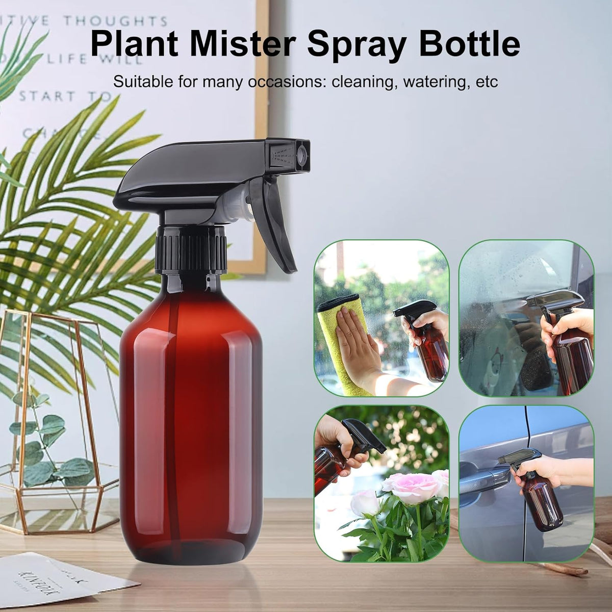 Teyssor Spray Bottles | BPA-Free 10 oz Fine Mist Spray Bottle - 2 Pack for Hair, Cooking, Cleaning