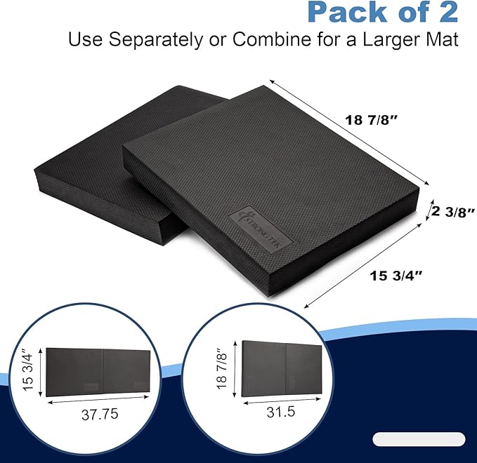 StrongTek Extra Wide Foam Balance Pad for Physical Therapy, 19" X 15.8" X 2.4", High-Density TPE Foam Pad for Exercise, Enhanced Stability, Core Strength, Non-Slip & Water-Resistant, for Fitness, Yoga