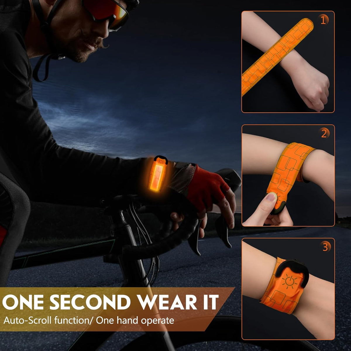 Simket LED Armband - Rechargeable Running Lights for High Visibility | 2-Pack Adjustable Arm Bands for Men, Women & Kids