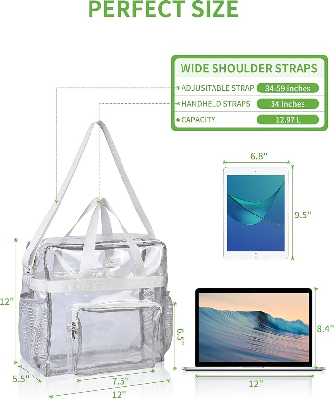 MAY TREE Clear Bag for Stadium Events 12×6×12 Clear Tote Lunch Bag