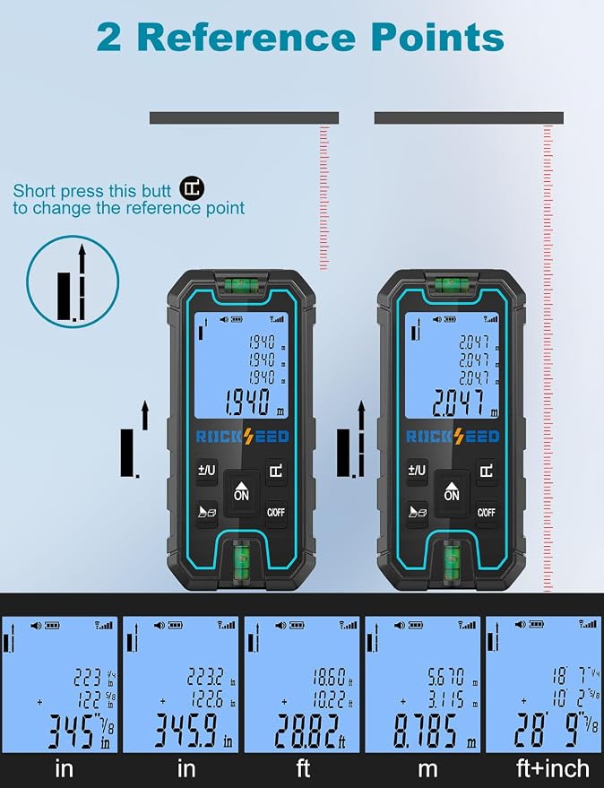 Laser Measure 165 Feet, RockSeed Portable Laser Distance Meter, Digital