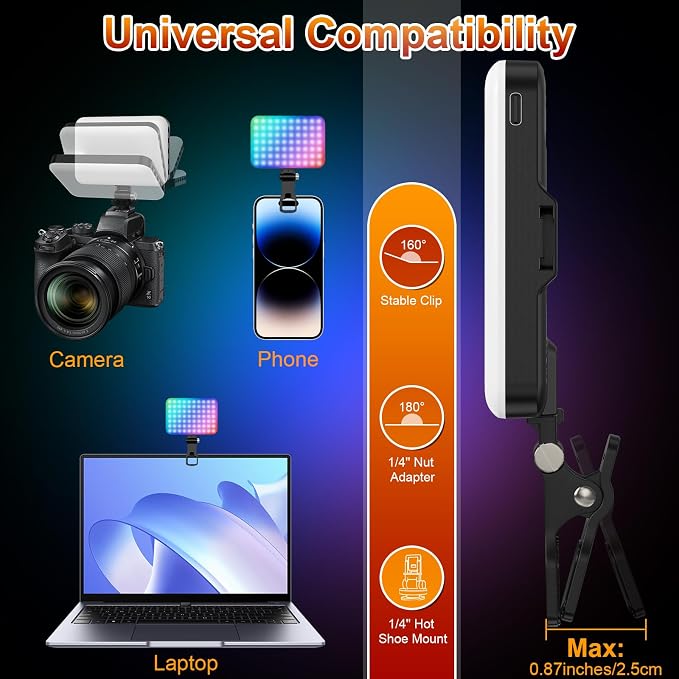 Hagibis RGB Video Light, 360° Full Color Selfie Light LED Camera Light