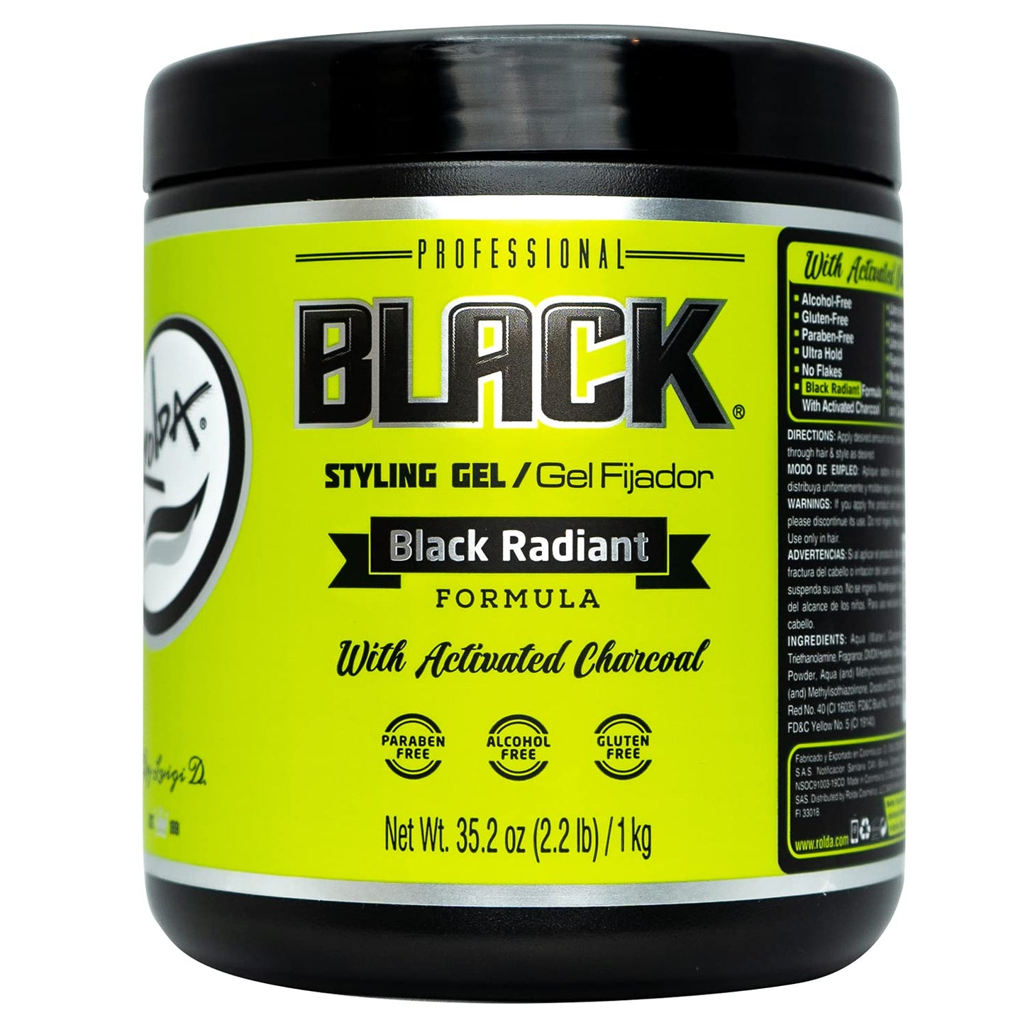 Rolda Black Styling Hair Gel - Medium To Strong Hold With Medium Shine For A Wet Slicked Back Look With All Day Hold - Activated