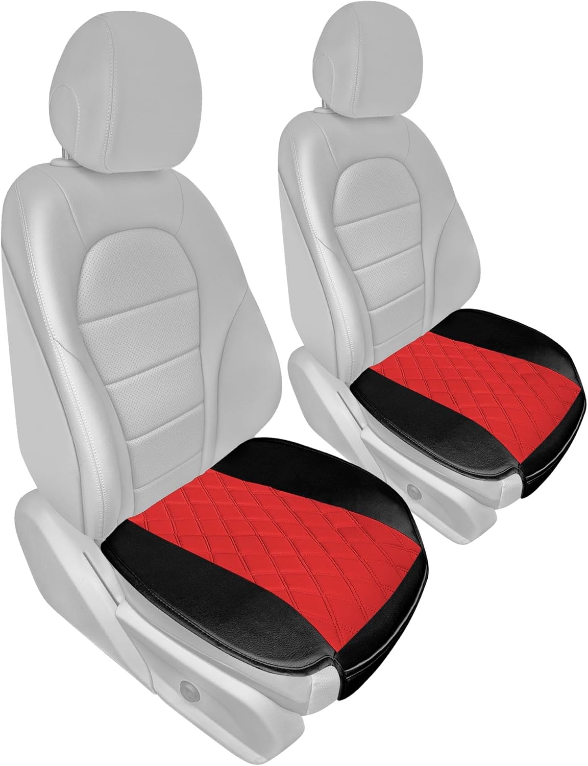 FH Group Car Seat Cushion Pads Front Set Blue Faux Leather Automotive Seat Cover Cushion Pads - Universal Fit, Airbag Compatible Car Seat Cushion Pad with Front Pocket for SUV, Sedan, Van