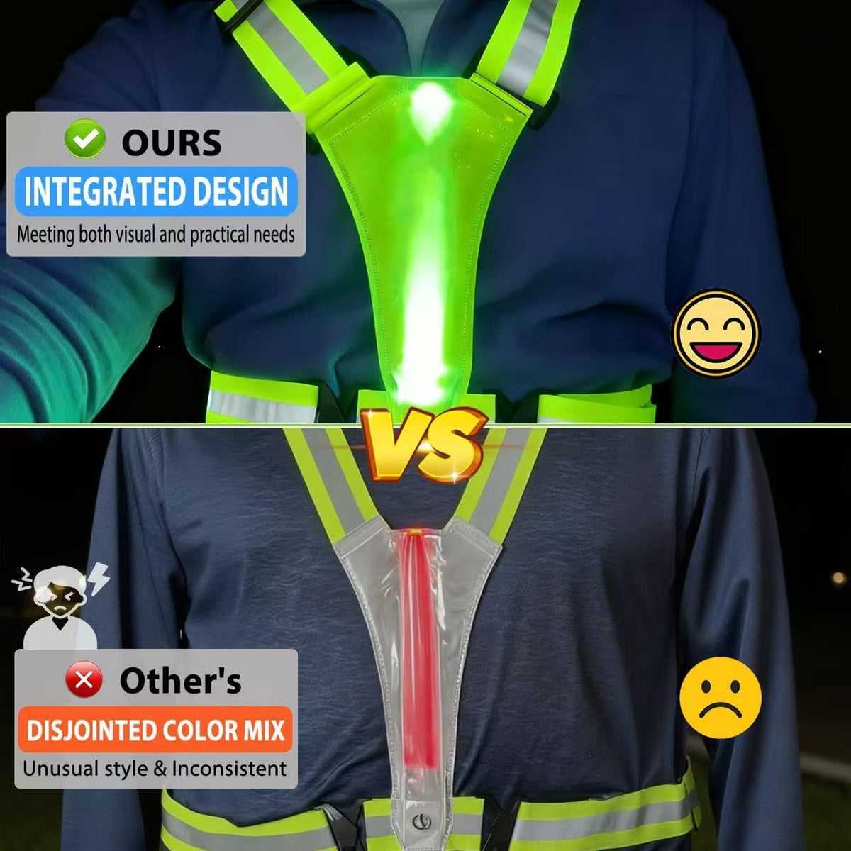 Simket LED Reflective Running Vest - Water Resistant Safety Gear with USB Rechargeable Lights | Adjustable High Visibility for Night Running, Cycling, Dog Walking