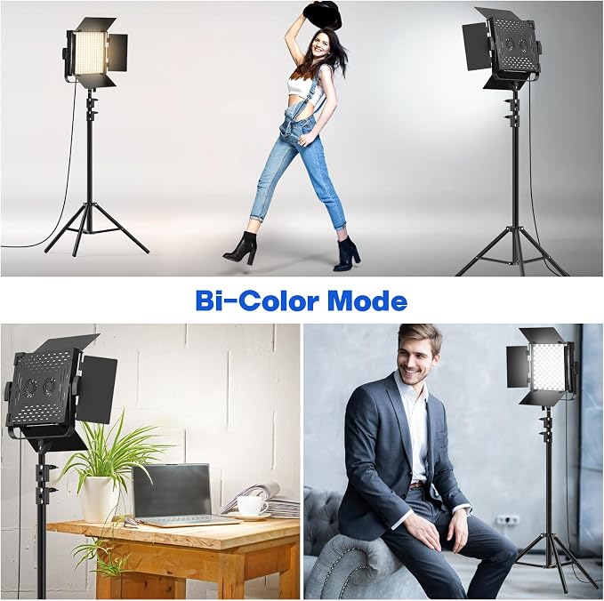 Photography Video Lighting Kit, Upgraded Bi-Color LED Video Studio Lights