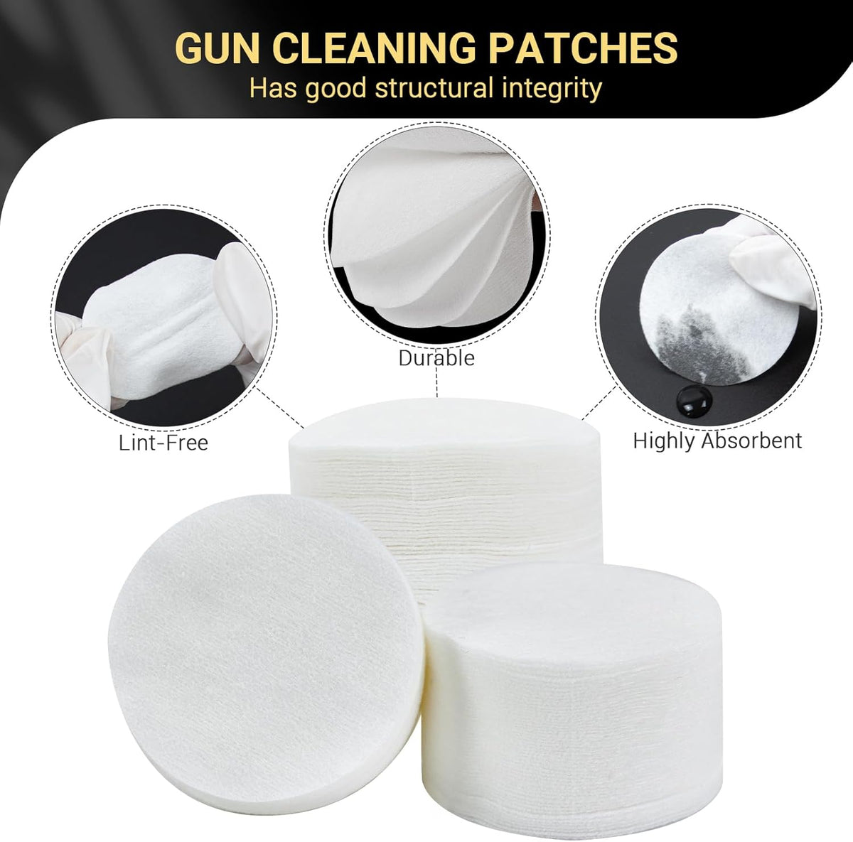 Skiennix Gun Cleaning Patches - Thick Round Pads with Storage Box | Fits .22, .380, .308, .357, .45 Caliber