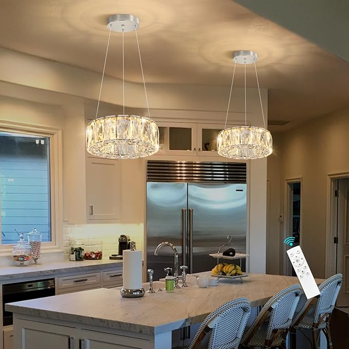 HAIXIANG Modern Crystal Chandelier Dimmable LED 8 Inch Ring Pendant Lights