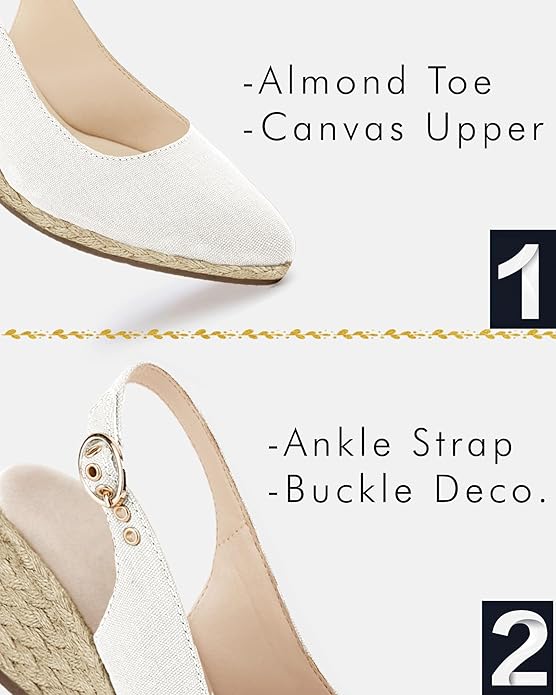 Juliet Holy Womens Wedge Sandals Espadrilles Closed Toe Slingback Buckle Strap Comfortable Casual Summer Wedges Shoes