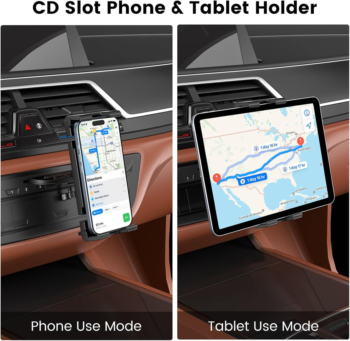 PLDHPRO CD Slot Tablet Car Mount for 5.5-14.6'' Devices, Universal iPad Holder for Car, Adjustable CD Player Phone Mount Compatible with iPhone, iPad, Galaxy Tab, Samsung Z fold, Navigation Gadget